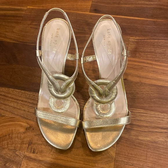 Kate Spade Glitter Gold Sling-back Heels - Picture 1 of 9